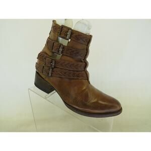 Freebirds By Steven Womens Size 7 B Brown Leather Zip Buckle Ankle Boots Bootie